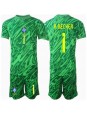 Otroške Nogometnih dresov Brazilija Alisson Becker #1 Vratar Domači Copa America 2024 Kratki rokavi (+ hlače)